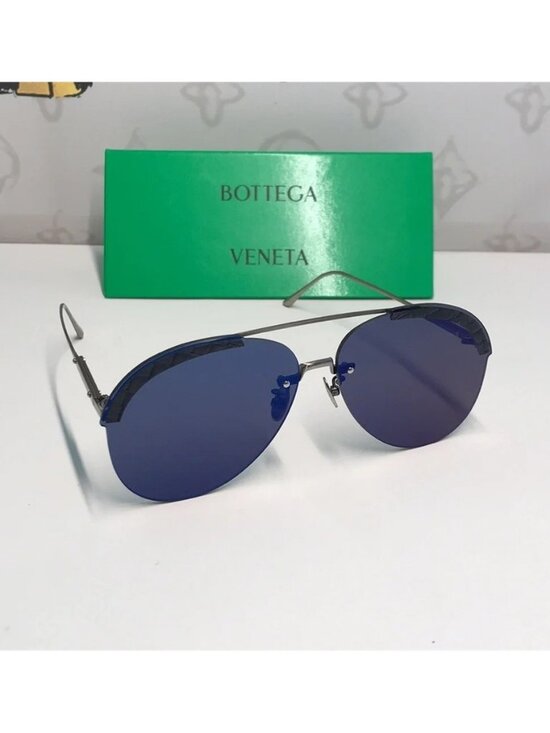 New Authentic Bottega Veneta BV0242S 003 Sunglasses – Blue Pilot Aviator main image 10